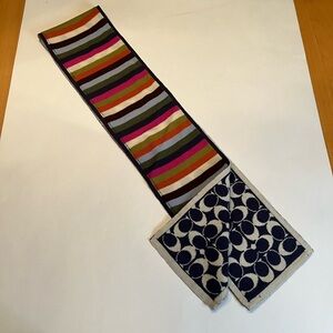 COACH Legacy Signature Multicolor Reversible Wool Scarf Muffler 49.5”